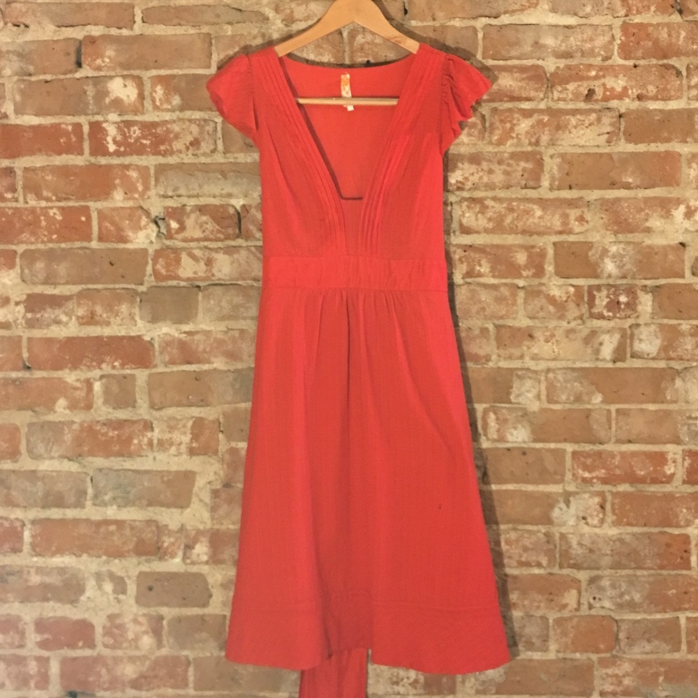 Anthropologie Maeve Red Tie-Back Dress